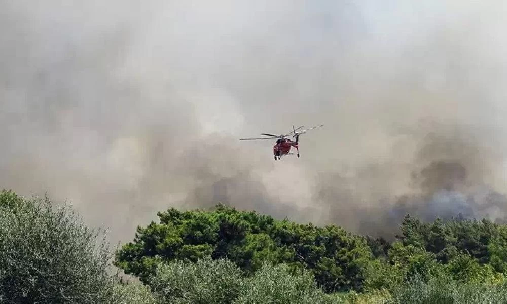 Μεγάλη φωτιά ξέσπασε στα Μεσοχώρια Καρύστου